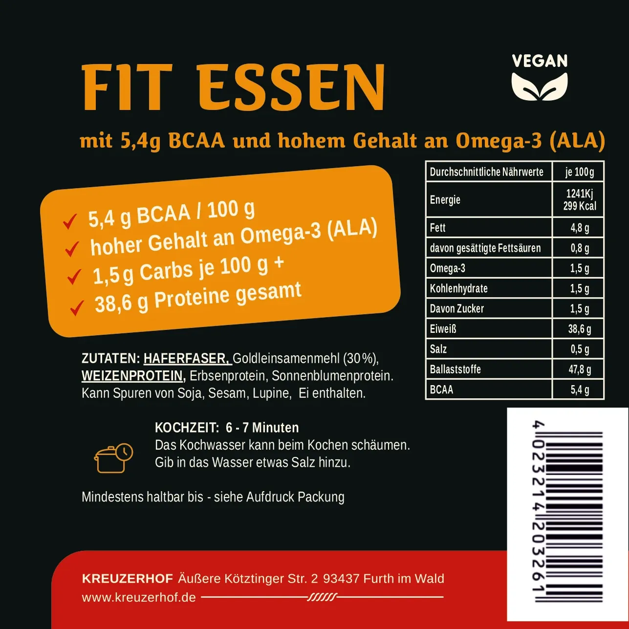 3x VITA Protein Pasta BCAA Spirelli 2x VITA Protein Brotbackmischung 1 x VITA Protein Pizzabackmischung