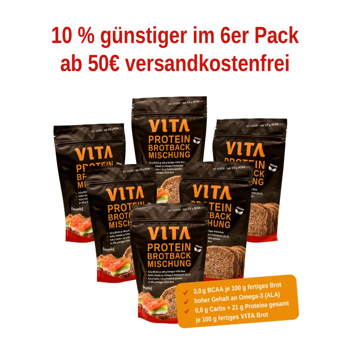 6er Pack VITA Protein Brotbackmischung